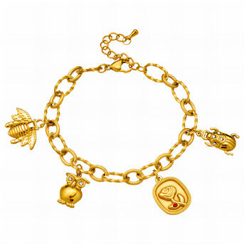 "Flower" Bracelet, 18K Gold Plated Steel