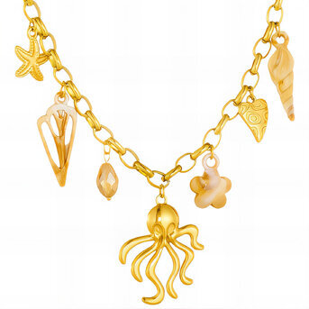 "Squid" Necklace, 18K Gold Plated Steel