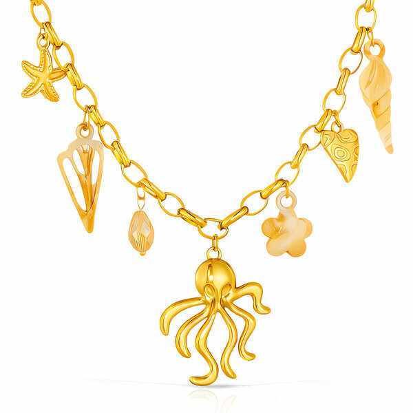 "Squid" Necklace, 18K Gold Plated Steel