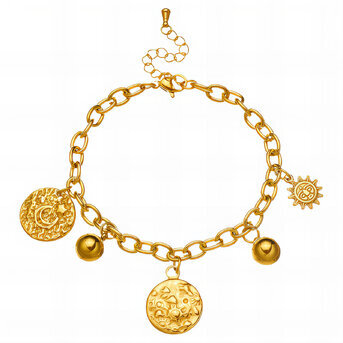 "Sun And Moon" Bracelet, 18K Gold Plated Steel