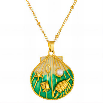 "Seashell" Necklace, 18K Gold Plated Steel