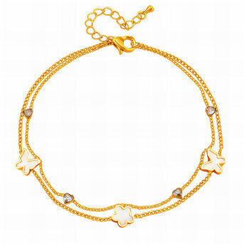 "Flower" Anklet, 18K Gold Plated Steel