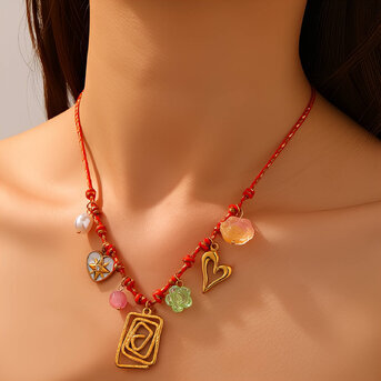 Necklace, 18K Gold Plated Steel