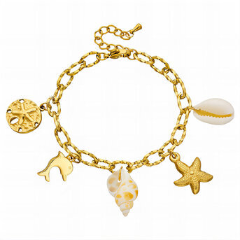 "Seashells" Bracelet, 18K Gold Plated Steel