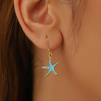 "Starfishes" Earrings, 18K Gold Plated Steel