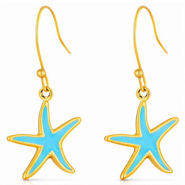 "Starfishes" Earrings, 18K Gold Plated Steel