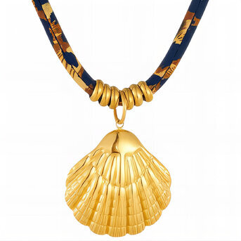 "Seashell" Necklace, 18K Gold Plated Steel