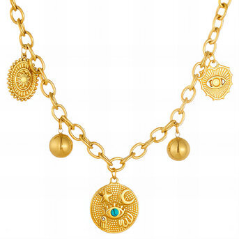 "Evil eyes" Necklace, 18K Gold Plated Steel
