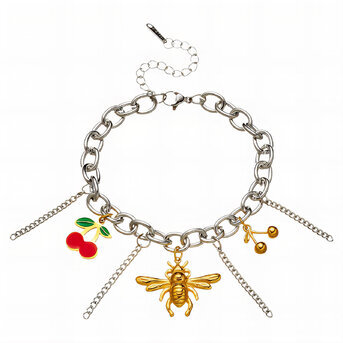 "Bee" Bracelet, 18K Gold Plated Steel