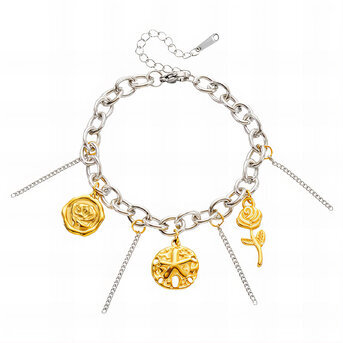"Flowers" Bracelet, 18K Gold Plated Steel