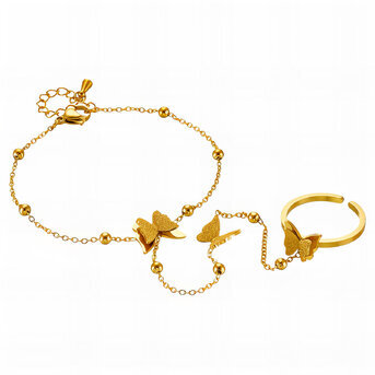 "Butterflies" Bracelet, 18K Gold Plated Steel