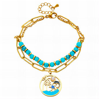 "Starfish" Bracelet, 18K Gold Plated Steel