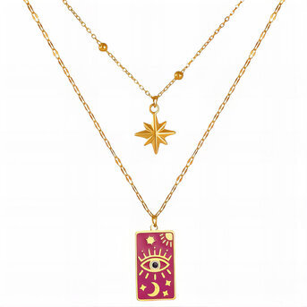 "Evil eye" Necklace, 18K Gold Plated Steel