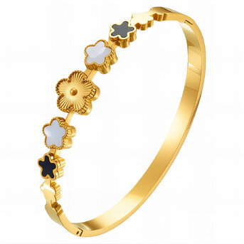 "Flower Meadow" Bracelet, 18K Gold Plated Steel