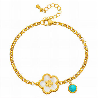 "Flower" Bracelet, 18K Gold Plated Steel
