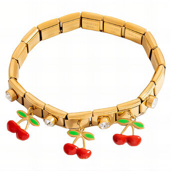 "Cherry" Bracelet, 18K Gold Plated Steel