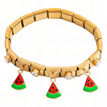 "Watermelons" Bracelet, 18K Gold Plated Steel