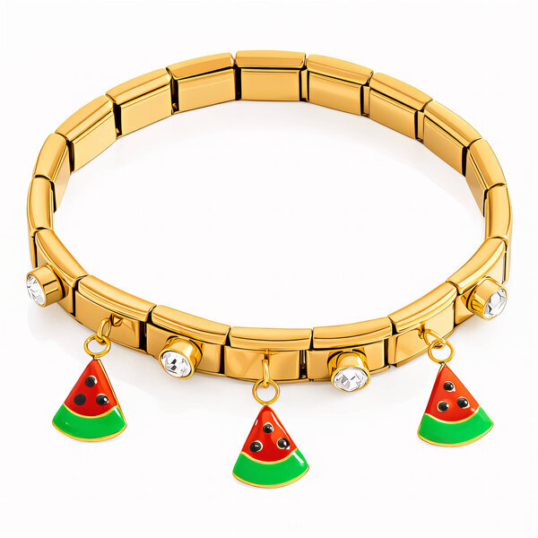 "Watermelons" Bracelet, 18K Gold Plated Steel