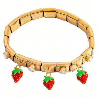 "Strawberry" Bracelet, 18K Gold Plated Steel