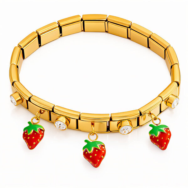 "Strawberry" Bracelet, 18K Gold Plated Steel