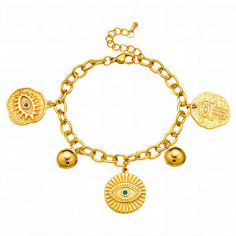 "Evil eyes" Bracelet, 18K Gold Plated Steel
