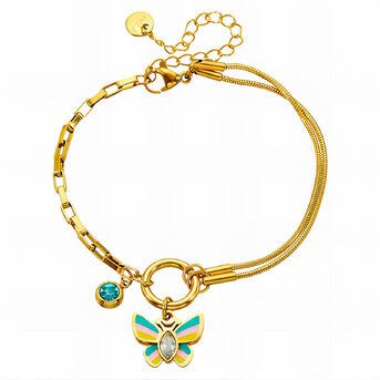 "Butterfly" Bracelet, 18K Gold Plated Steel