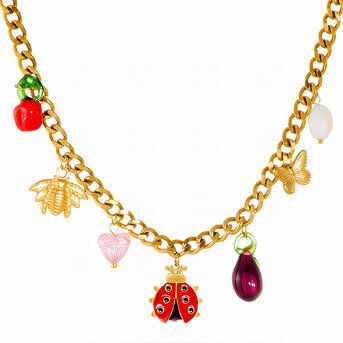 Necklace, 18K Gold Plated Steel