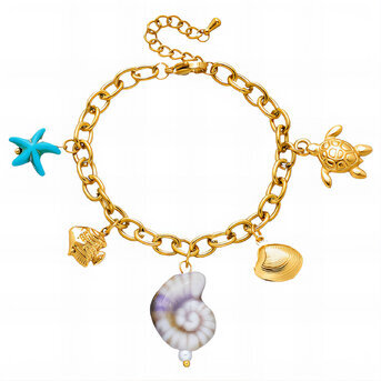 "Seashells" Bracelet, 18K Gold Plated Steel