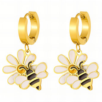 "Bees" Earrings, 18K Gold Plated Steel