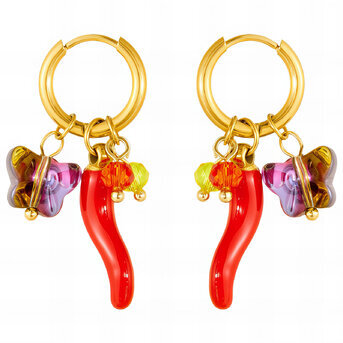 Earrings, 18K Gold Plated Steel