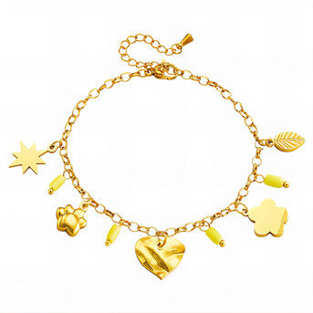 "Heart" Bracelet, 18K Gold Plated Steel