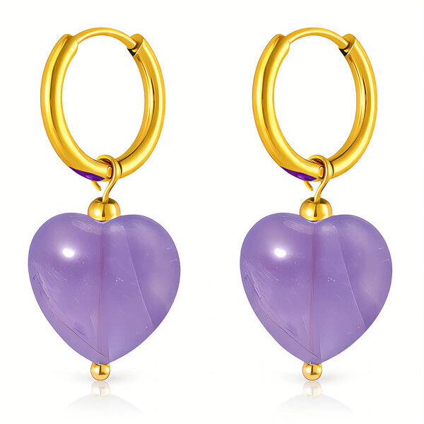 "Hearts" Earrings, 18K Gold Plated Steel