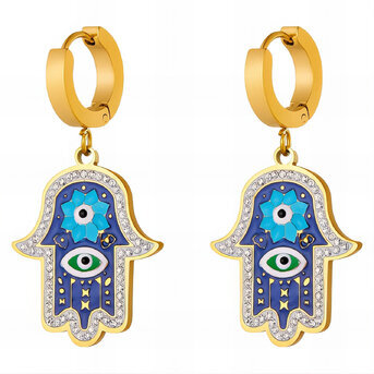 "Evil eyes" Earrings, 18K Gold Plated Steel