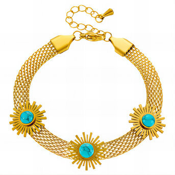 "Flower Meadow" Bracelet, 18K Gold Plated Steel