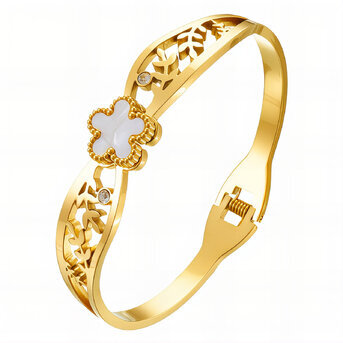 "Flower" Bracelet, 18K Gold Plated Steel