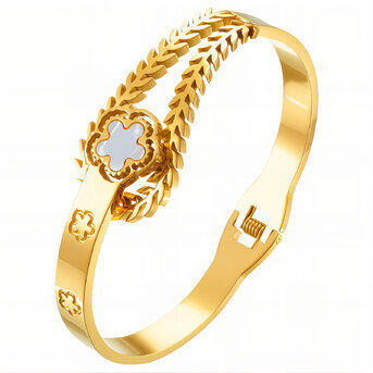 "Flowers" Bracelet, 18K Gold Plated Steel