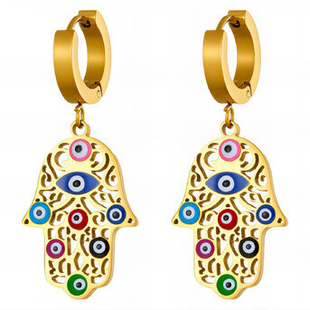 "Evil eyes" Earrings, 18K Gold Plated Steel