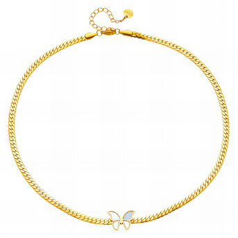 "Butterfly" Necklace, 18K Gold Plated Steel