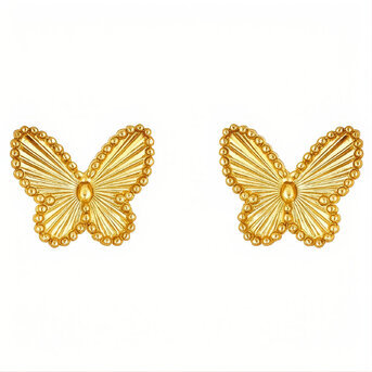 "Butterflies" Earrings, 18K Gold Plated Steel