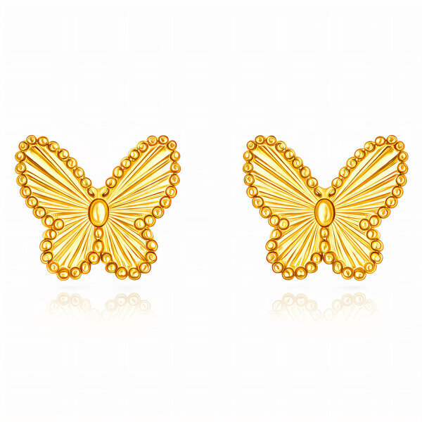 "Butterflies" Earrings, 18K Gold Plated Steel