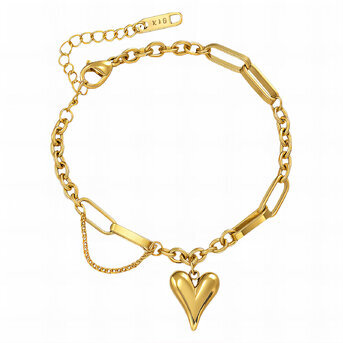 "Heart" Bracelet, 18K Gold Plated Steel