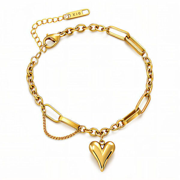 "Heart" Bracelet, 18K Gold Plated Steel