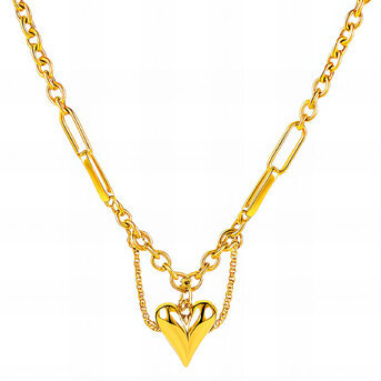 "Heart" Necklace, 18K Gold Plated Steel