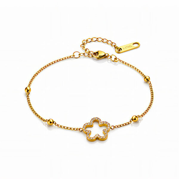 "Flower" Bracelet, 18K Gold Plated Steel