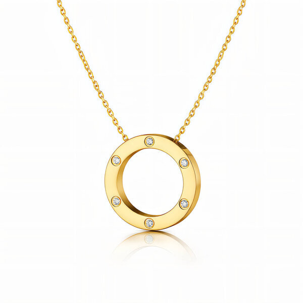 "Circle" Necklace, 18K Gold Plated Steel