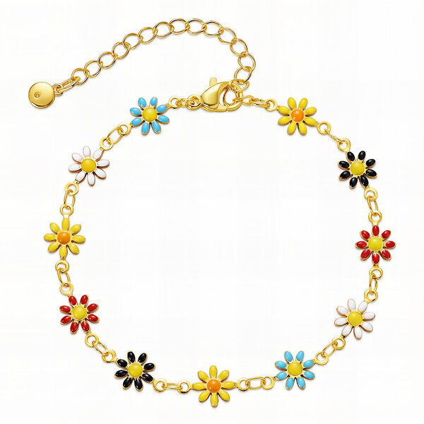 "Flowers" Bracelet, 18K Gold Plated Steel