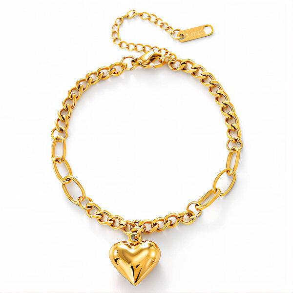 "Heart" Bracelet, 18K Gold Plated Steel