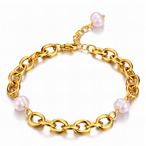 Bracelet, 18K Gold Plated Steel