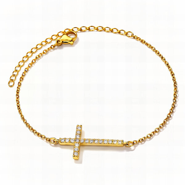 "Crosses" Bracelet, 18K Gold Plated Steel