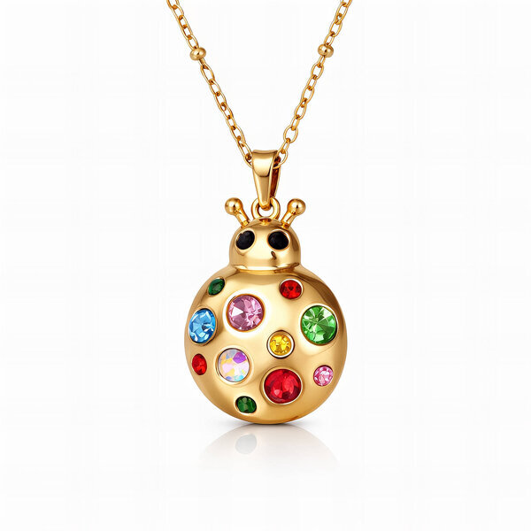 "Ladybug" Necklace, 18K Gold Plated Steel